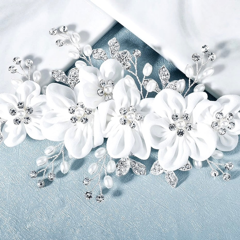 Rylee - Floral Pearl and Crystal Bridal Hair Clip