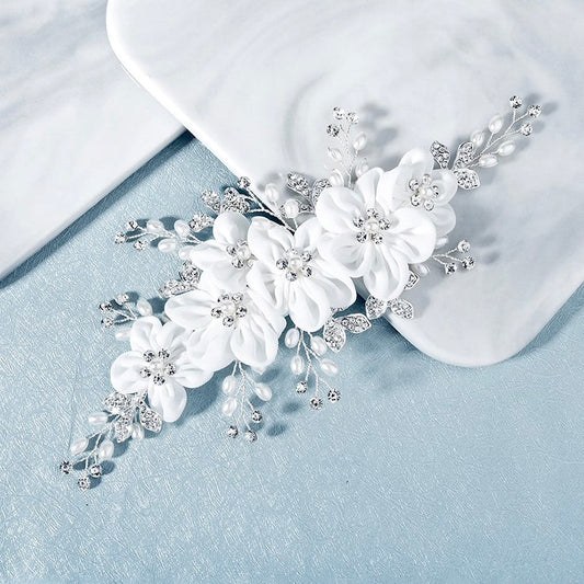 Rylee - Floral Pearl and Crystal Bridal Hair Clip