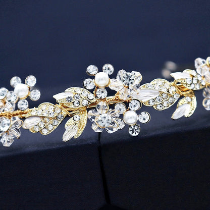 "Francis" - Pearl and Crystal Bridal Headband - Available in Gold and Silver
