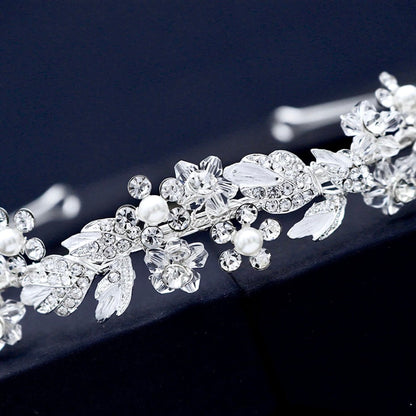 "Francis" - Pearl and Crystal Bridal Headband - Available in Gold and Silver