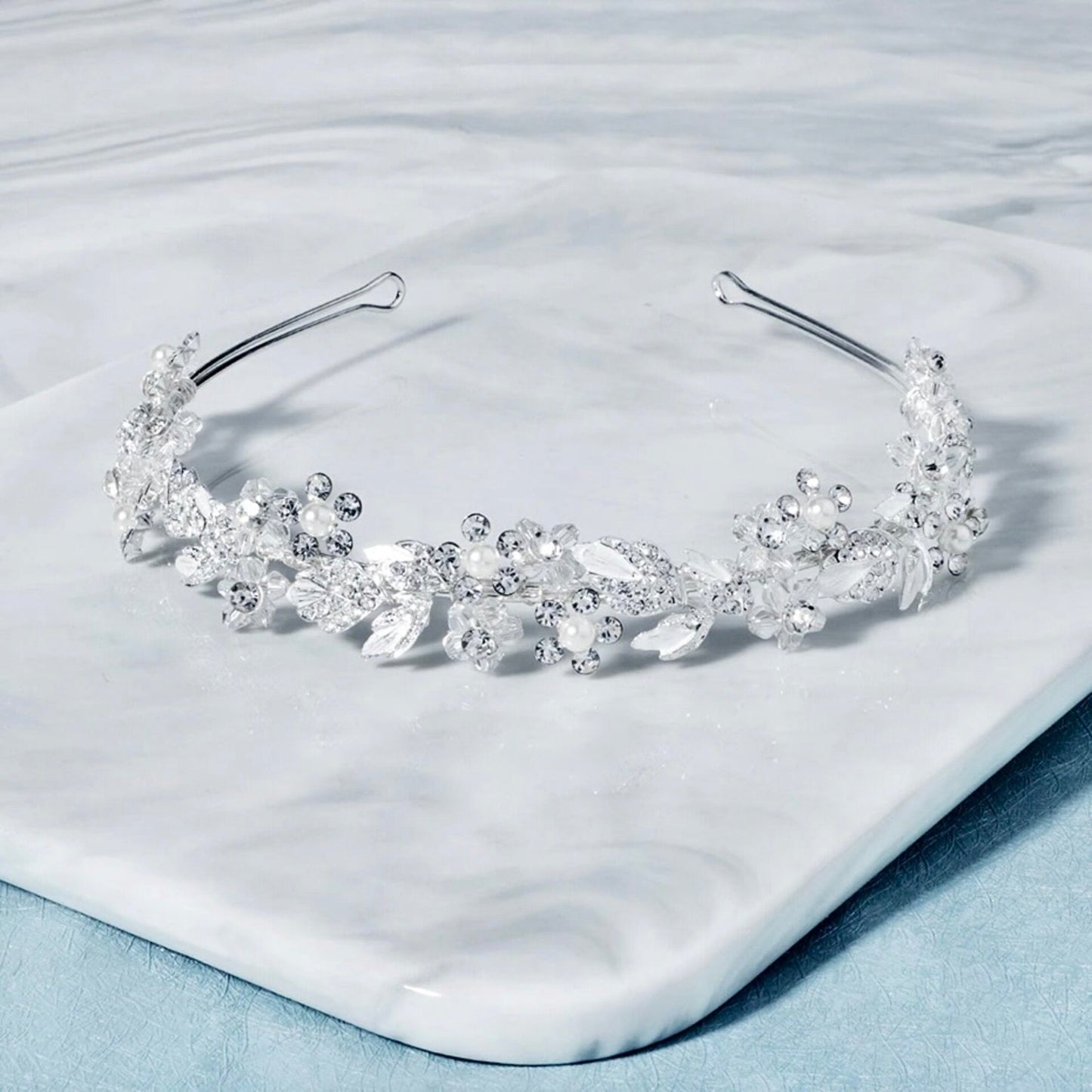 "Francis" - Pearl and Crystal Bridal Headband - Available in Gold and Silver