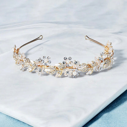 "Francis" - Pearl and Crystal Bridal Headband - Available in Gold and Silver