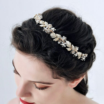 "Francis" - Pearl and Crystal Bridal Headband - Available in Gold and Silver