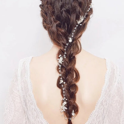 "Wendy" - Pearl and Crystal Long Bridal Hair Vine
