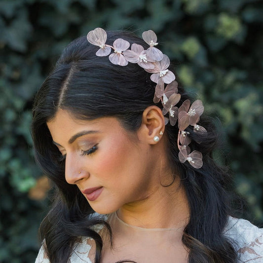Maira - Floral Filigree Bridal Headband - Available in Silver, Rose Gold and Yellow Gold