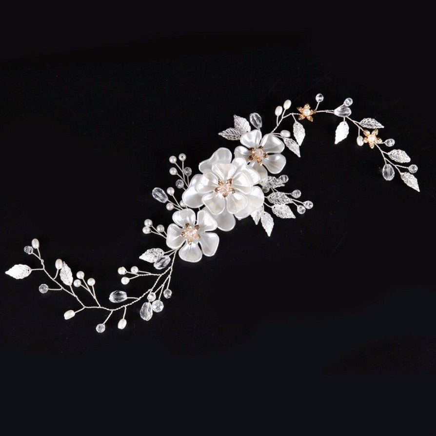 "Enola" - Floral Wedding Headband / Hair Vine - Available in Silver and Gold