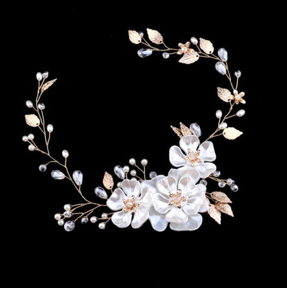 "Enola" - Floral Wedding Headband / Hair Vine - Available in Silver and Gold