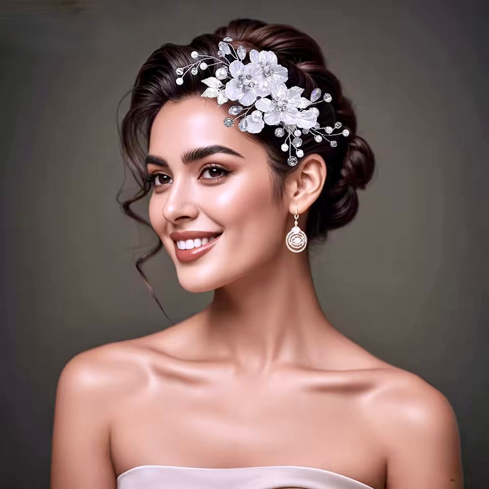 Kira - Floral Bridal Hair Clip/Vine - Available in Silver and Gold