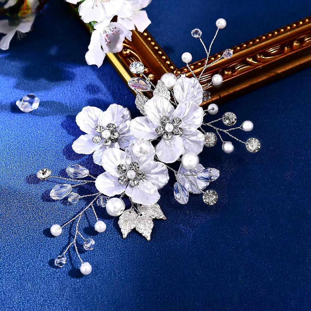 Kira - Floral Bridal Hair Clip/Vine - Available in Silver and Gold