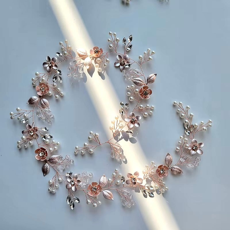 Ophelia - Pearl and Crystal Bridal Hair Vine - Available in Silver, Rose Gold and Yellow Gold