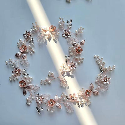 Ophelia - Pearl and Crystal Bridal Hair Vine - Available in Silver, Rose Gold and Yellow Gold