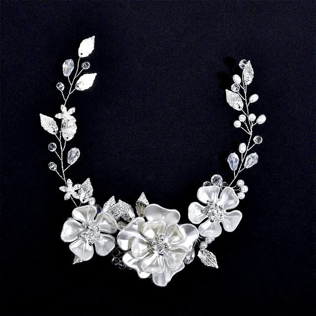 "Enola" - Floral Wedding Headband / Hair Vine - Available in Silver and Gold