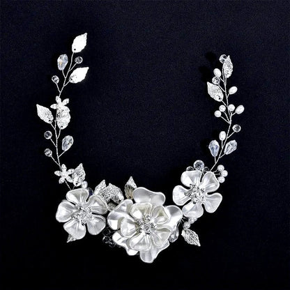 "Enola" - Floral Wedding Headband / Hair Vine - Available in Silver and Gold