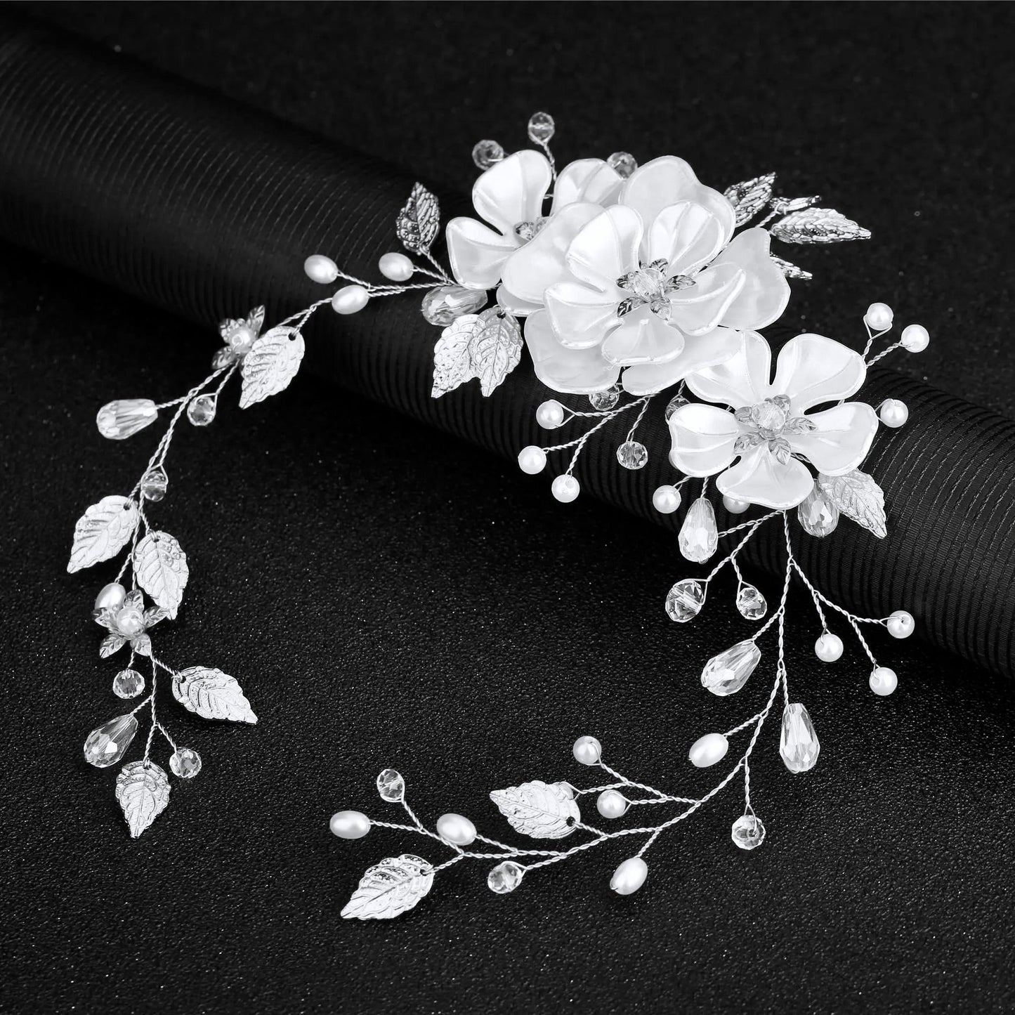 "Enola" - Floral Wedding Headband / Hair Vine - Available in Silver and Gold