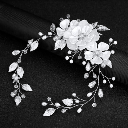 "Enola" - Floral Wedding Headband / Hair Vine - Available in Silver and Gold