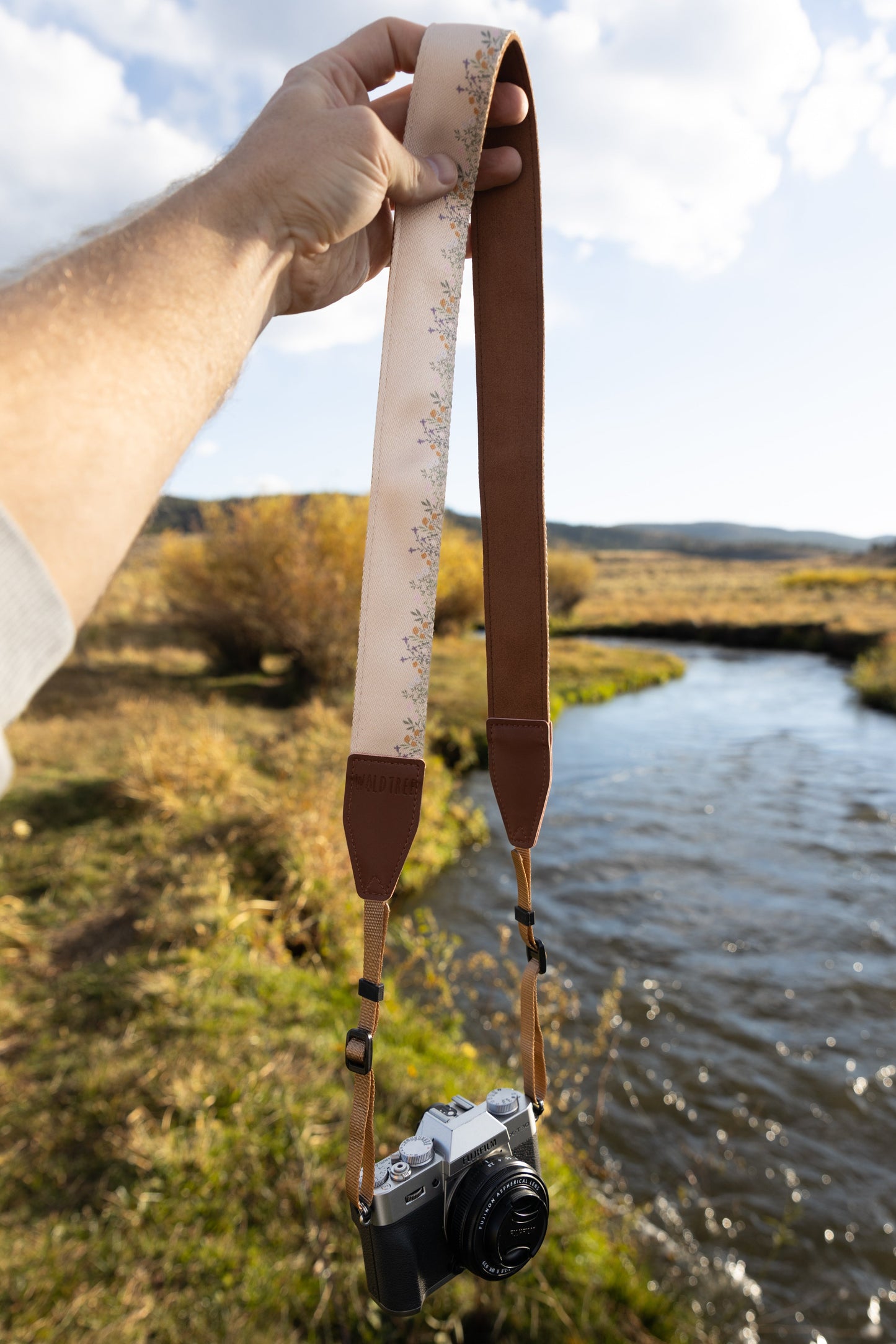 Flower Field Tan Camera Strap