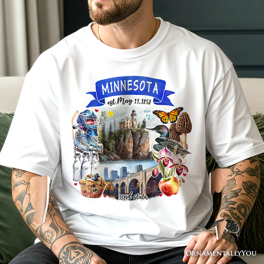 Artistic Minnesota State Themes and Landmarks T-Shirt, Tee for History and Travel Lovers