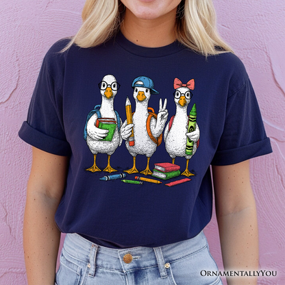 Goose Back to School T-Shirt, Cute Teacher Student Classroom Tee