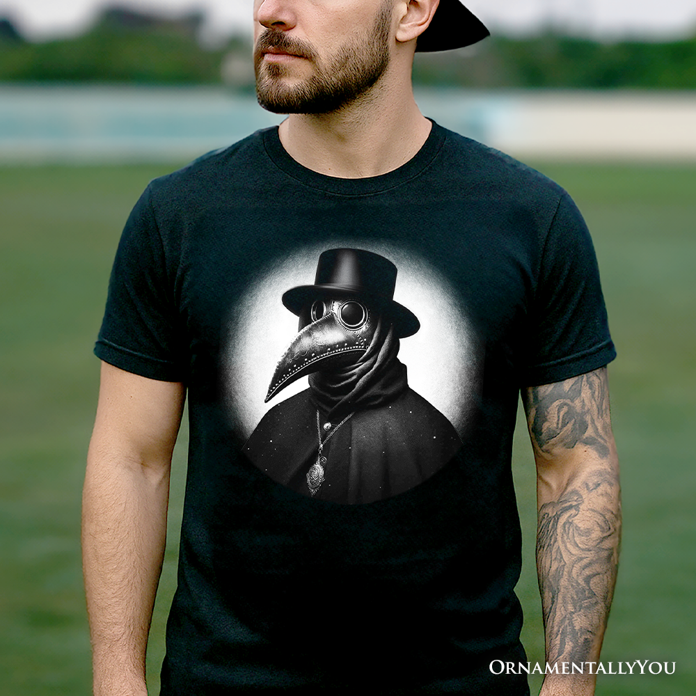 Plague Doctor Spooky Portrait T-Shirt, Horror Villain Theme Halloween Tee