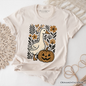 Boho Goose Halloween Pumpkin T-Shirt, Spooky Fall Floral Tee
