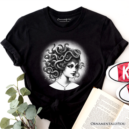 Medusa Spooky Portrait T-Shirt, Horror Villain Theme Halloween Tee