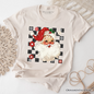 Checkered Santa Claus Vintage T-Shirt, Retro Merry Christmas Tee