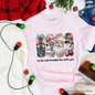 Coquette Pink Christmas T‑Shirt, It's The Most Wonderful Time Of The Year Vintage Tree, Reindeer, Santa and Snowman Tee