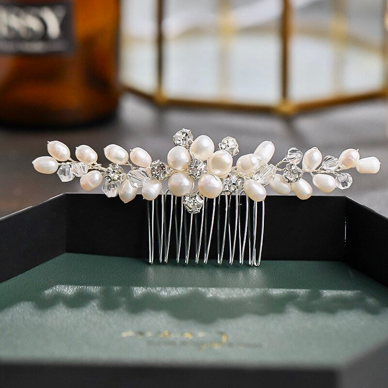 Alice - Freshwater Pearl and Crystal Bridal Hair Comb