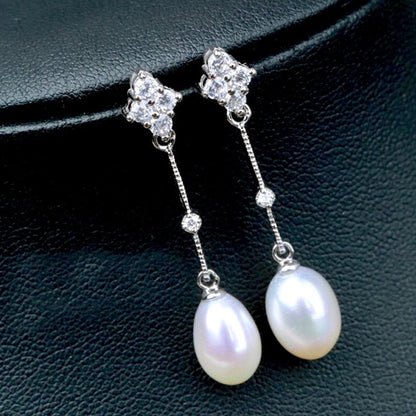 Anka - Freshwater Pearl and Sterling Silver Bridal Earrings