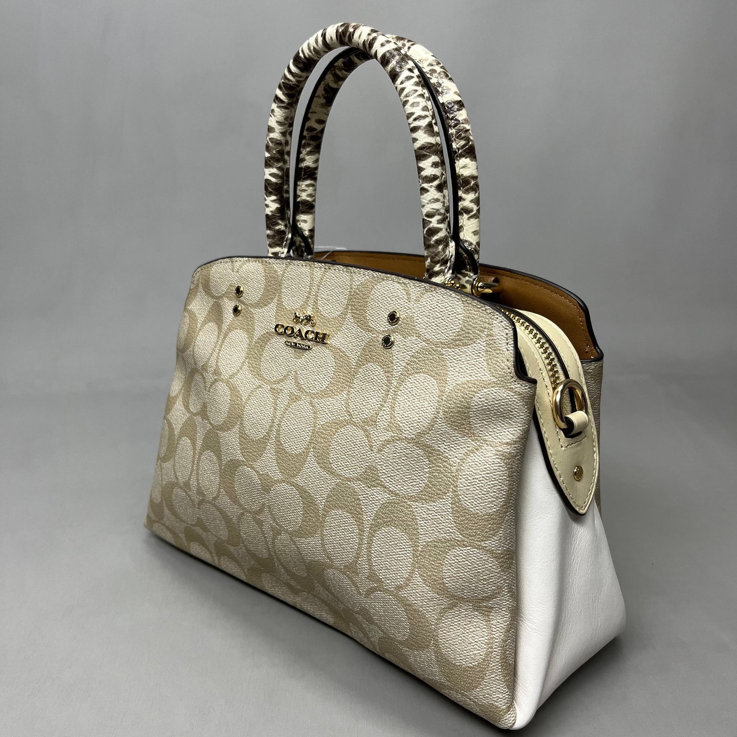 COACH Mini Lille Light Khaki Multi Carryall in Signature Canvas 90406 (New)