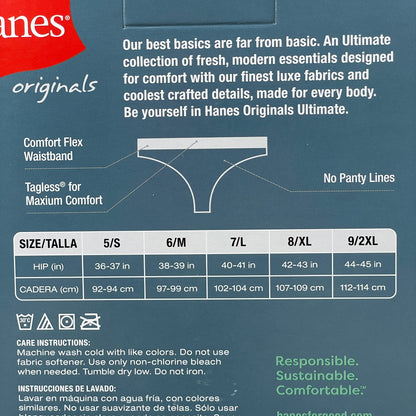 HANES 3 PACK!! Originals Women's Breathable Cotton Stretch Thongs Underwear Sz 9/2XL Navy/White/Floral 45U0BT