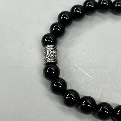 BEST WHOLESALE 6-PACK! Beaded Black Crystal Bracelets 3" Silver Jewel New