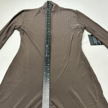 NORMA KAMALI Slim Fit Turtleneck Catsuit w/ Footsie Women's Sz M/38 Chocolate