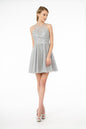 Jewel Embellished Embroidery Tulle Short Dress w/ Strap Back