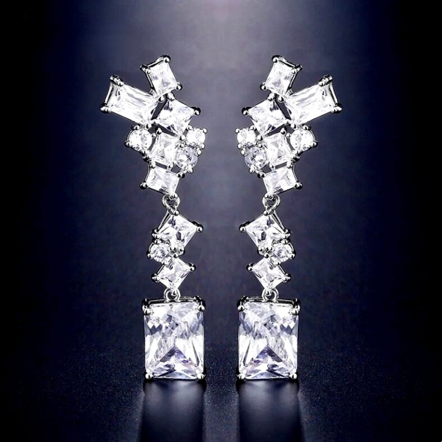 Sarissa - Cubic Zirconia Bridal Earrings - Available in Silver and Rose Gold