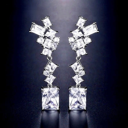 Sarissa - Cubic Zirconia Bridal Earrings - Available in Silver and Rose Gold