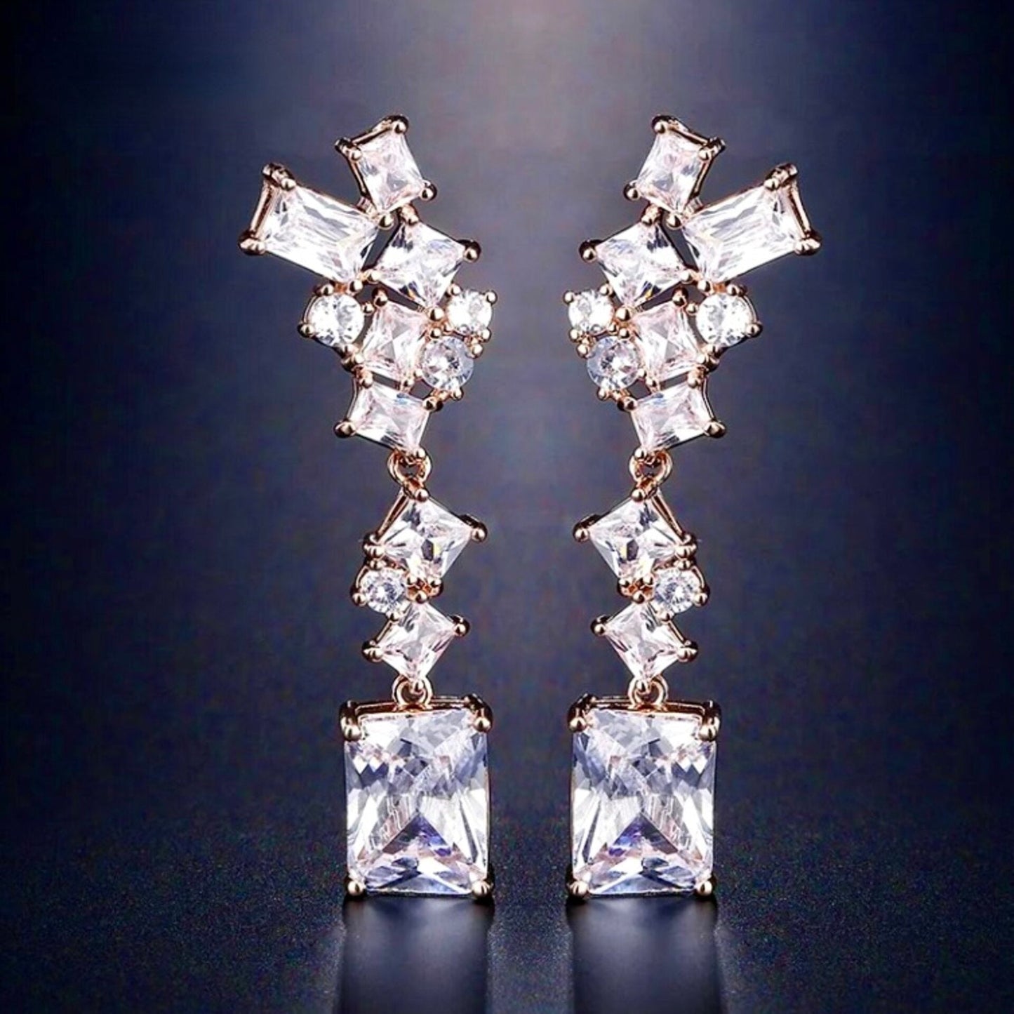 Sarissa - Cubic Zirconia Bridal Earrings - Available in Silver and Rose Gold