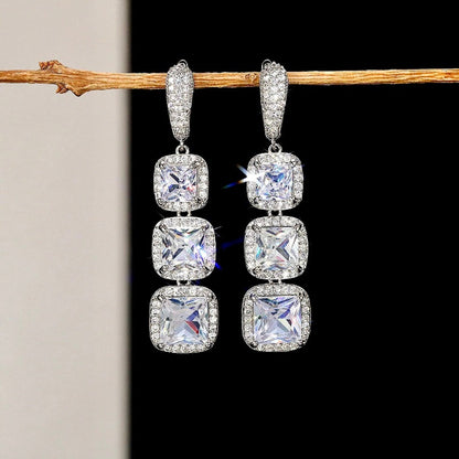 "Soraya" - Square Cubic Zirconia Bridal Earrings