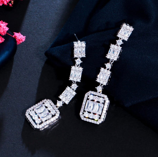Terrani - Geometric Cubic Zirconia Bridal Earrings