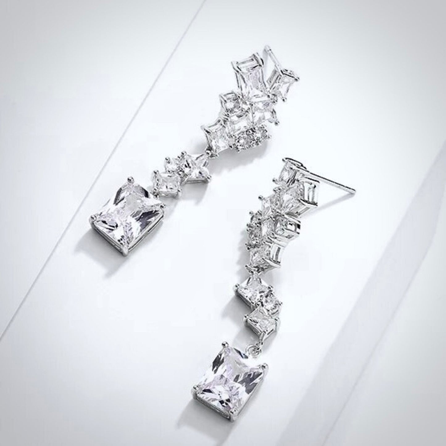 Sarissa - Cubic Zirconia Bridal Earrings - Available in Silver and Rose Gold