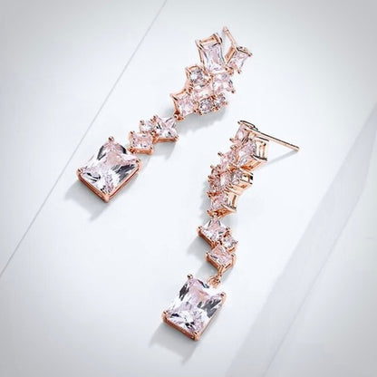 Sarissa - Cubic Zirconia Bridal Earrings - Available in Silver and Rose Gold
