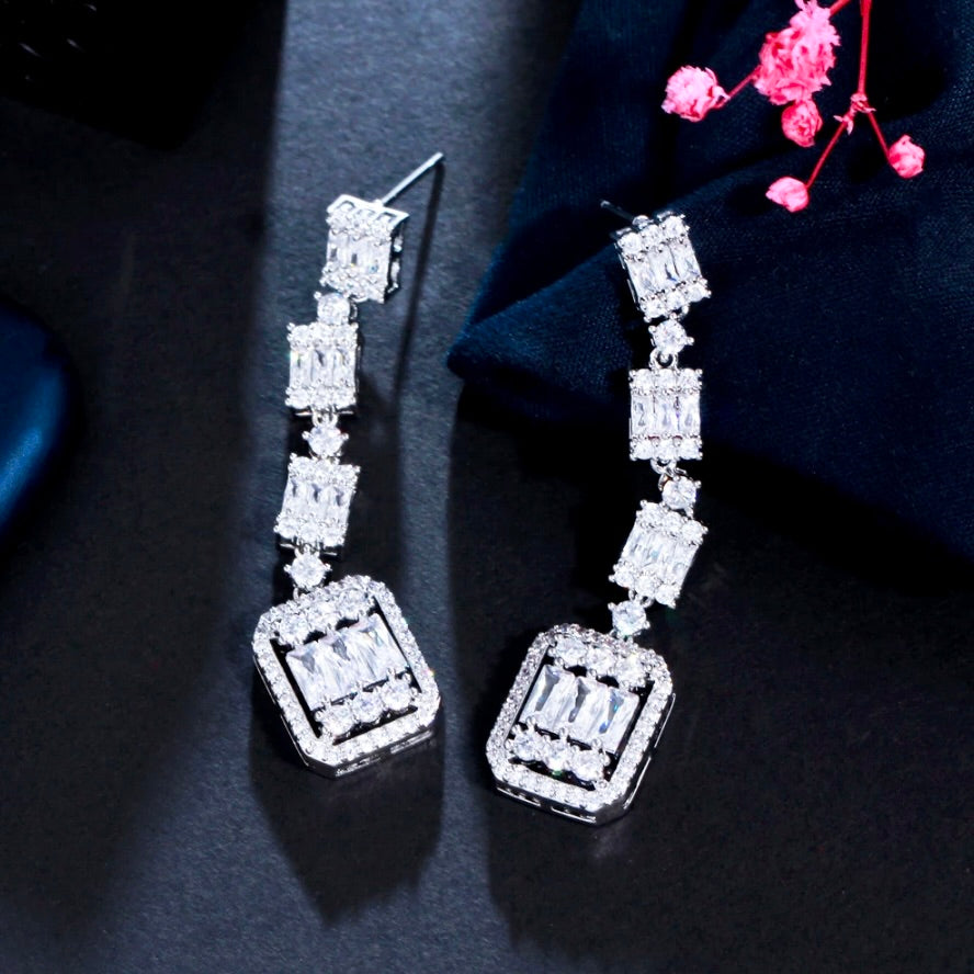 Terrani - Geometric Cubic Zirconia Bridal Earrings