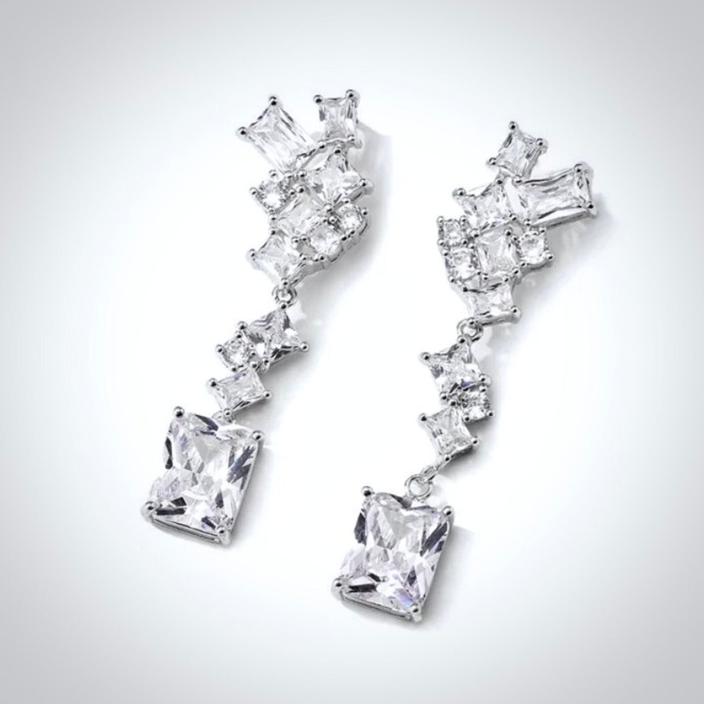Sarissa - Cubic Zirconia Bridal Earrings - Available in Silver and Rose Gold