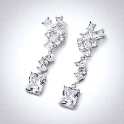 Sarissa - Cubic Zirconia Bridal Earrings - Available in Silver and Rose Gold