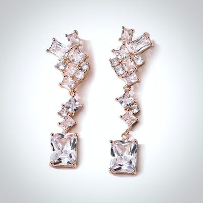 Sarissa - Cubic Zirconia Bridal Earrings - Available in Silver and Rose Gold