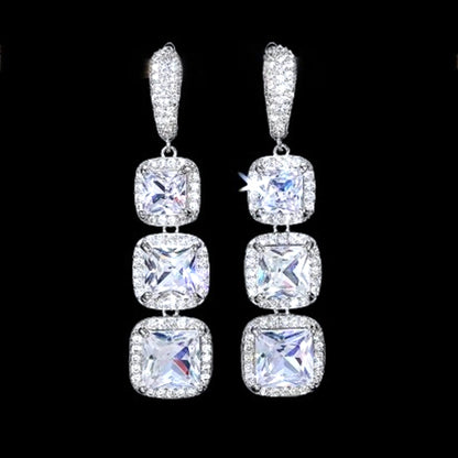 "Soraya" - Square Cubic Zirconia Bridal Earrings