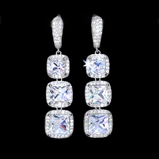 "Soraya" - Square Cubic Zirconia Bridal Earrings