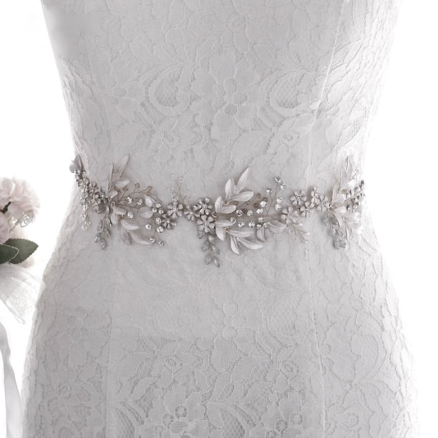 Ivy - Bohemian Opal Bridal Belt/Sash- Available in Gold and Silver