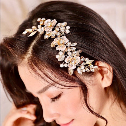 Janet - Gold Pearl Bridal Hair Comb