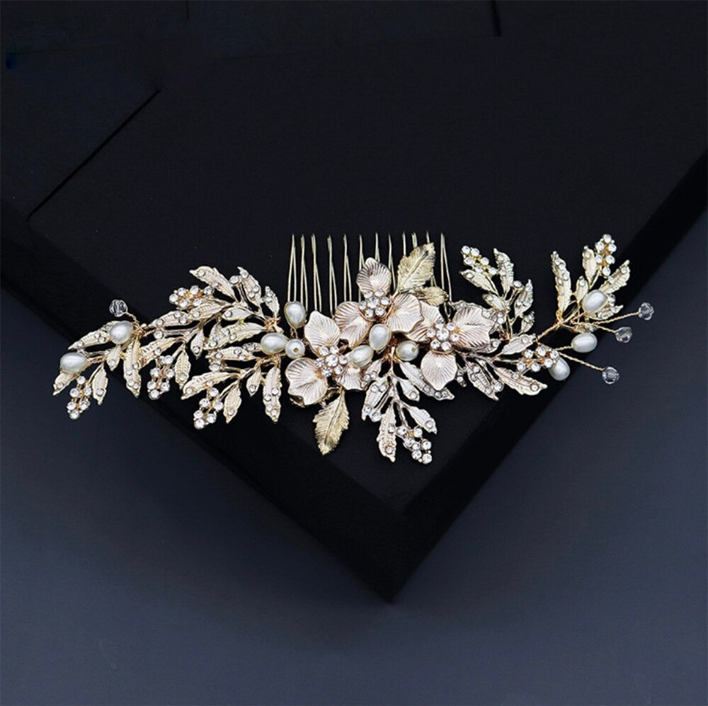 Galina - Pearl and Crystal Bridal Hair Comb- Available in Gold and Silver